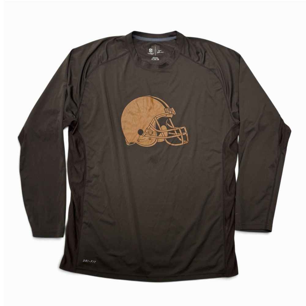 Nike Cleveland Browns T-Shirt Mens XXL Dri-FIT Long Sleeve Performance NFL
